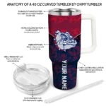 personalized gonzaga bulldogs chevron stripe blue curved tumbler best selling.webp