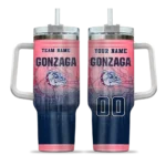 personalized gonzaga bulldogs gradient dots blue curved tumbler best selling.webp