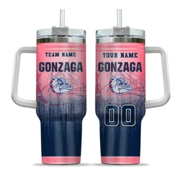 personalized gonzaga bulldogs gradient dots blue curved tumbler best selling.webp