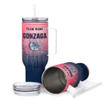 personalized gonzaga bulldogs gradient dots blue curved tumbler best selling.webp