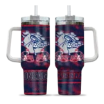 personalized gonzaga bulldogs honey streaks blue curved tumbler best selling.webp