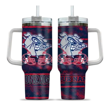personalized gonzaga bulldogs honey streaks blue curved tumbler best selling.webp
