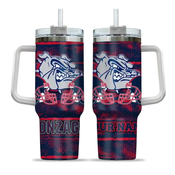 personalized gonzaga bulldogs honey streaks blue curved tumbler best selling.webp