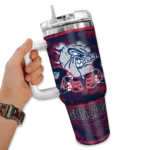 personalized gonzaga bulldogs honey streaks blue curved tumbler best selling.webp