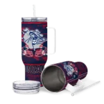 personalized gonzaga bulldogs honey streaks blue curved tumbler best selling.webp