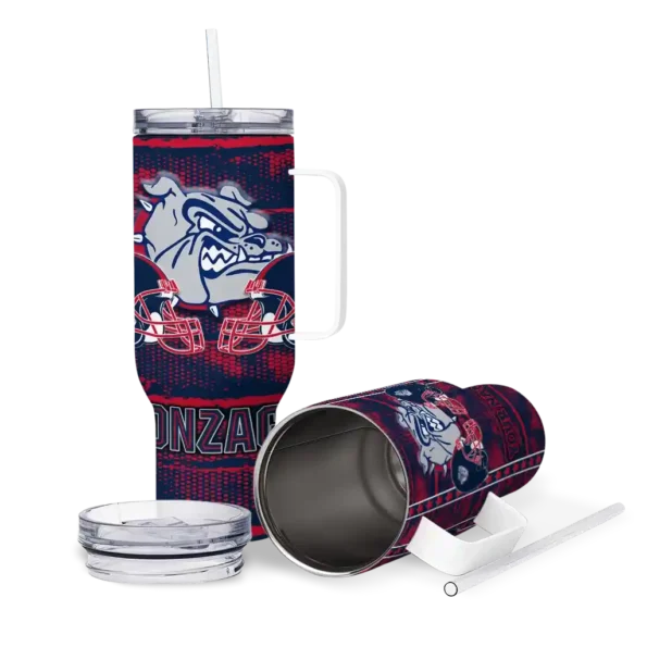 personalized gonzaga bulldogs honey streaks blue curved tumbler high quality.webp