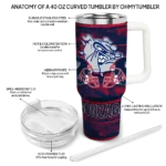personalized gonzaga bulldogs honey streaks blue curved tumbler best selling.webp