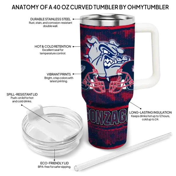 personalized gonzaga bulldogs honey streaks blue curved tumbler new arrival.webp