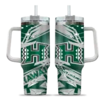 personalized hawaii rainbow warriors abstract paths green curved tumbler best selling.webp