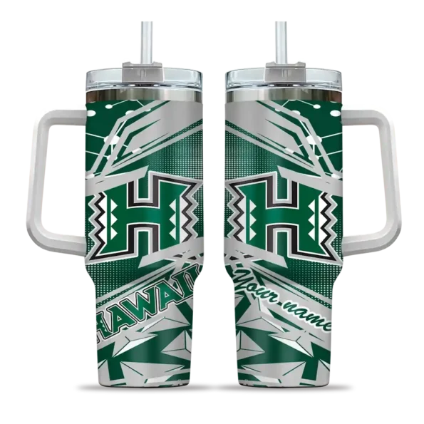 personalized hawaii rainbow warriors abstract paths green curved tumbler best selling.webp