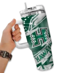 personalized hawaii rainbow warriors abstract paths green curved tumbler best selling.webp