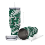 personalized hawaii rainbow warriors abstract paths green curved tumbler best selling.webp