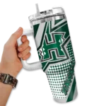 personalized hawaii rainbow warriors arrow burst green curved tumbler best selling.webp