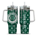 personalized hawaii rainbow warriors bullseye drips green curved tumbler best selling.webp