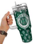 personalized hawaii rainbow warriors bullseye drips green curved tumbler best selling.webp