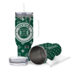 personalized hawaii rainbow warriors bullseye drips green curved tumbler best selling.webp