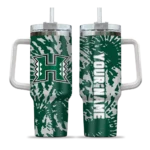 personalized hawaii rainbow warriors burst swirl green curved tumbler best selling.webp
