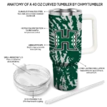 personalized hawaii rainbow warriors burst swirl green curved tumbler best selling.webp