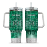 personalized hawaii rainbow warriors geometric prism green curved tumbler best selling.webp