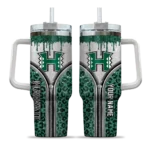 personalized hawaii rainbow warriors leopard zipper green curved tumbler best selling.webp