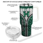 personalized hawaii rainbow warriors leopard zipper green curved tumbler best selling.webp