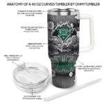 personalized hawaii rainbow warriors superman shield green gray curved tumbler best selling.webp