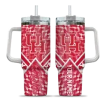 personalized houston cougars chevron angle red curved tumbler best selling.webp