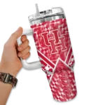 personalized houston cougars chevron angle red curved tumbler best selling.webp