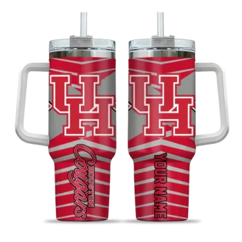 personalized houston cougars chevron layers red curved tumbler best selling.webp
