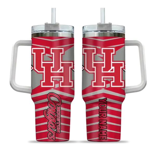 personalized houston cougars chevron layers red curved tumbler best selling.webp