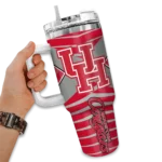 personalized houston cougars chevron layers red curved tumbler best selling.webp