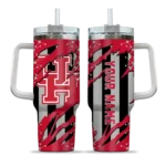 personalized houston cougars claw cut red black curved tumbler best selling.webp