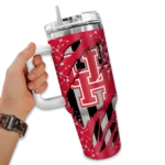 personalized houston cougars claw cut red black curved tumbler best selling.webp