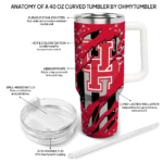 personalized houston cougars claw cut red black curved tumbler best selling.webp