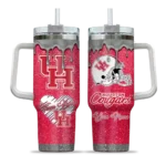 personalized houston cougars heart helmet motif red curved tumbler best selling.webp