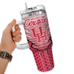 personalized houston cougars hex texture red curved tumbler best selling.webp