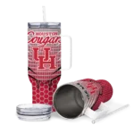 personalized houston cougars hex texture red curved tumbler best selling.webp