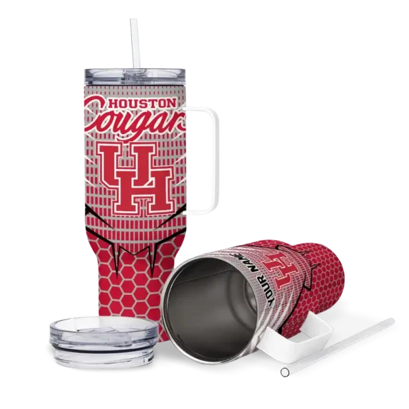 personalized houston cougars hex texture red curved tumbler high quality.webp