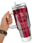 personalized houston cougars hexagon armor red curved tumbler best selling.webp