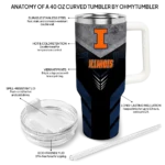 personalized illinois fighting illini arrow armor blue black curved tumbler best selling.webp