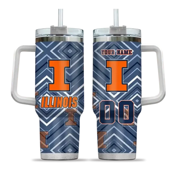 personalized illinois fighting illini bold diamonds blue curved tumbler best selling.webp