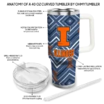 personalized illinois fighting illini bold diamonds blue curved tumbler best selling.webp