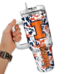 personalized illinois fighting illini camo mashup blue white curved tumbler best selling.webp