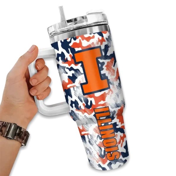 personalized illinois fighting illini camo mashup blue white curved tumbler fashion forward.webp