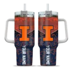 personalized illinois fighting illini chevron stripe blue curved tumbler best selling.webp