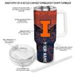 personalized illinois fighting illini chevron stripe blue curved tumbler best selling.webp