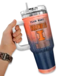 personalized illinois fighting illini gradient dots blue curved tumbler best selling.webp
