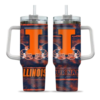 personalized illinois fighting illini honey streaks blue curved tumbler best selling.webp