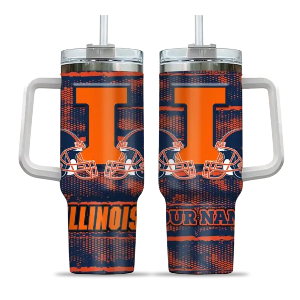 personalized illinois fighting illini honey streaks blue curved tumbler best selling.webp