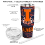 personalized illinois fighting illini honey streaks blue curved tumbler best selling.webp